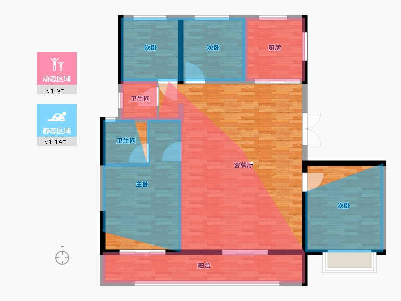 山西省-临汾市-交控置地太和苑-118.66-户型库-动静分区