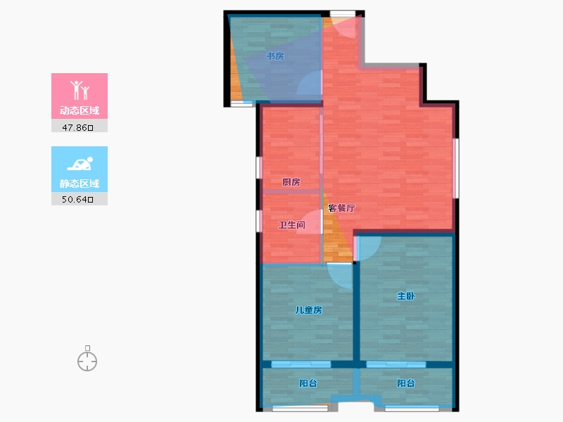 陕西省-西安市-铜雀台-87.08-户型库-动静分区