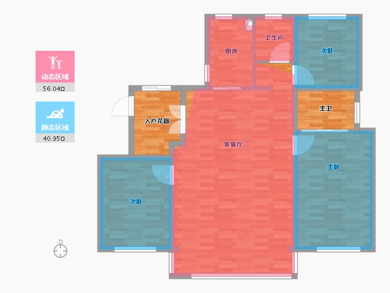 内蒙古自治区-乌兰察布市-九棠府-94.57-户型库-动静分区