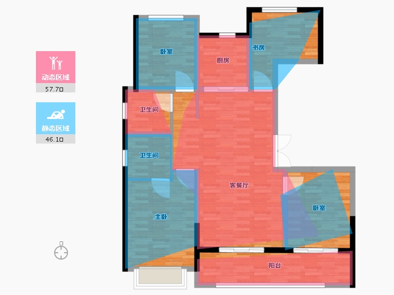 陕西省-渭南市-秦正·锦绣东方-101.73-户型库-动静分区