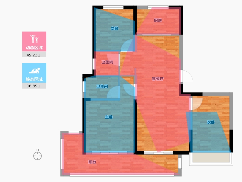 河南省-濮阳市-冶都森林花语二期-94.39-户型库-动静分区