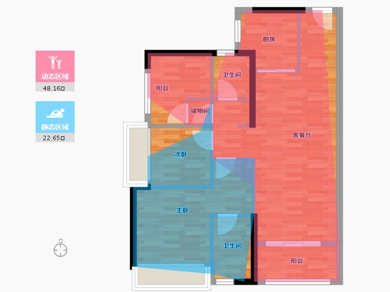 广东省-佛山市-远大建管·帝景湾-67.98-户型库-动静分区