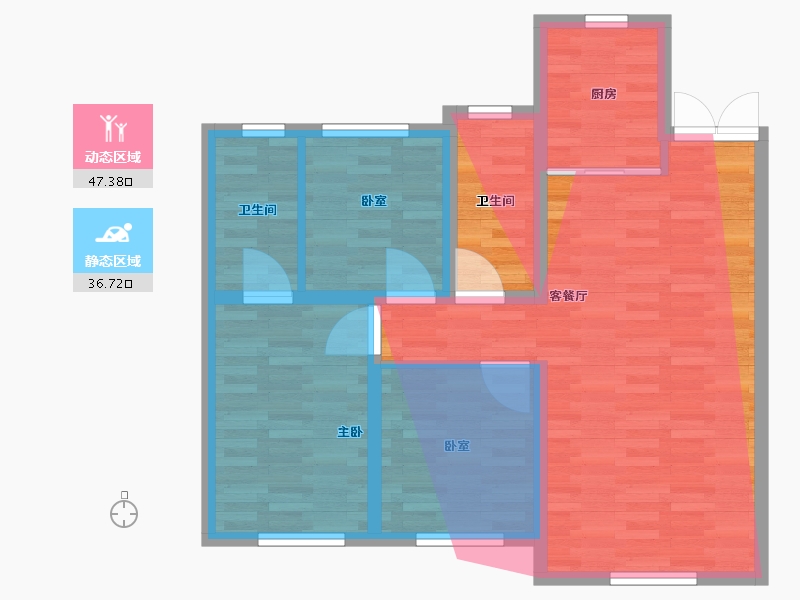 新疆维吾尔自治区-乌鲁木齐市-学府天辰-92.66-户型库-动静分区