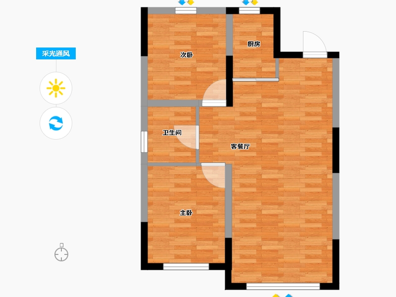 吉林省-吉林市-磐石市汇城国樾府小区一期-64.62-户型库-采光通风