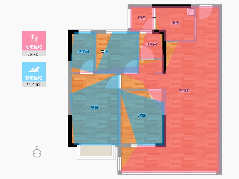 云南省-昆明市-金泰国际四期-88.03-户型库-动静分区