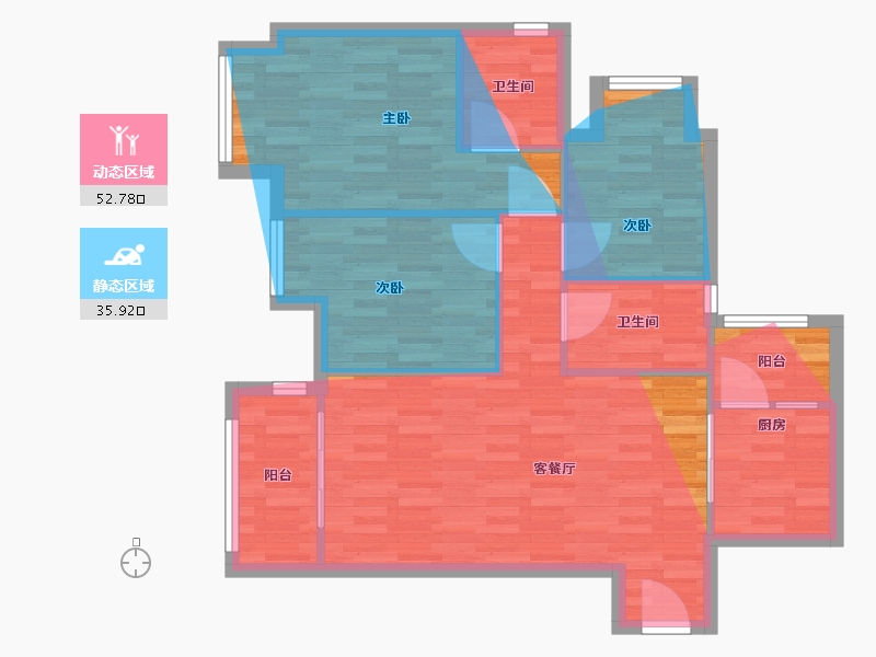 重庆-重庆市-中交中央公园美宸-82.12-户型库-动静分区