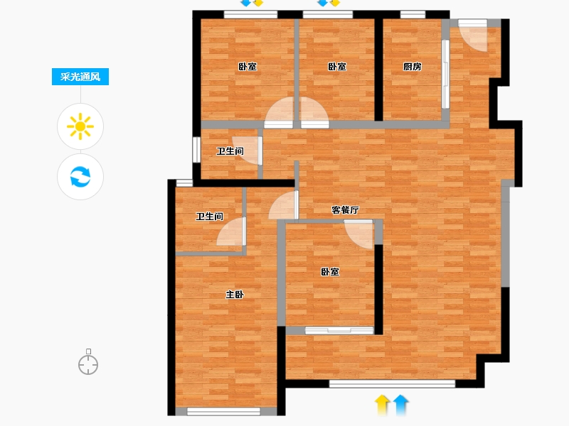 河南省-郑州市-万科翠湾中城MAX-105.98-户型库-采光通风