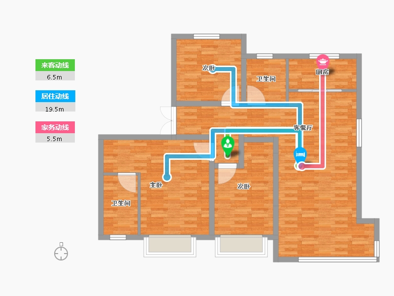 河北省-张家口市-海诚·清水河畔二期-95.29-户型库-动静线