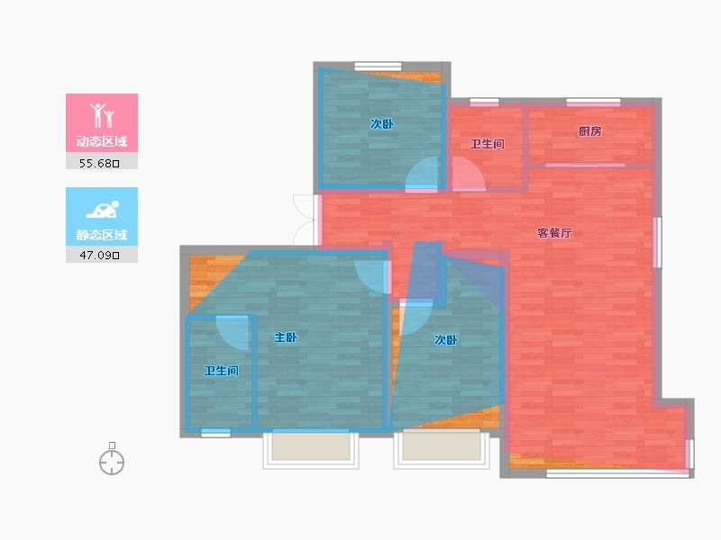 河北省-张家口市-海诚·清水河畔二期-95.29-户型库-动静分区