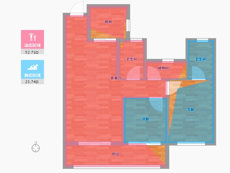 甘肃省-天水市-明昊锦苑-72.62-户型库-动静分区