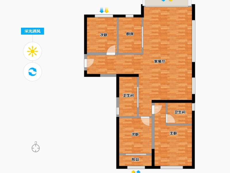 福建省-厦门市-海沧中心TOD璞瑞璞盛-104.80-户型库-采光通风