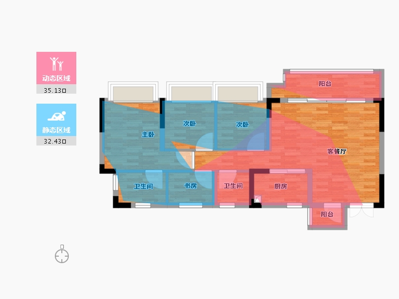 重庆-重庆市-中建滨江星城-82.00-户型库-动静分区