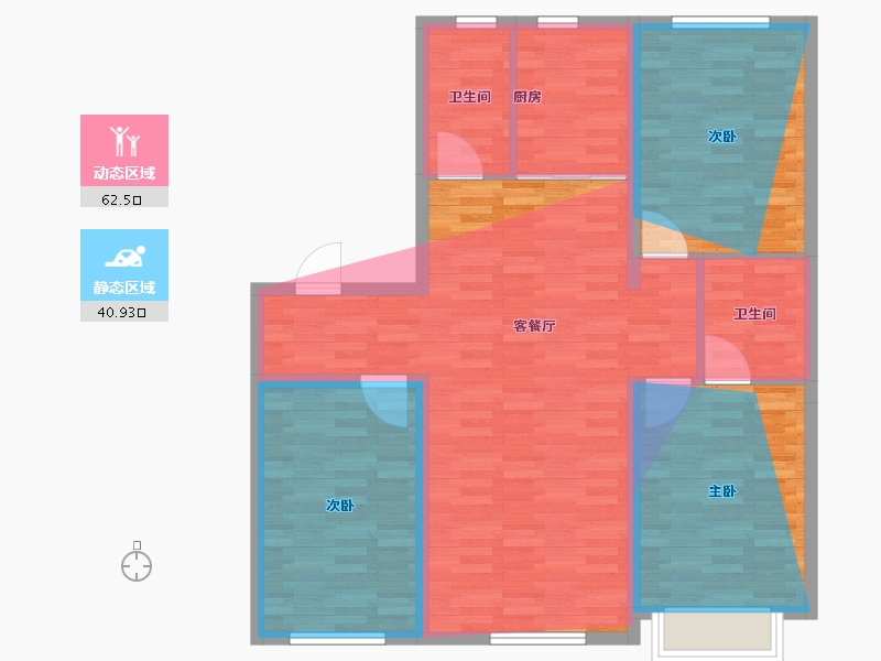 内蒙古自治区-鄂尔多斯市-吉泰佳苑-99.73-户型库-动静分区