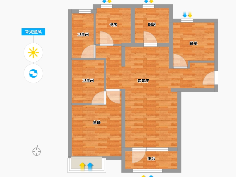 河北省-廊坊市-融创融公馆-77.19-户型库-采光通风