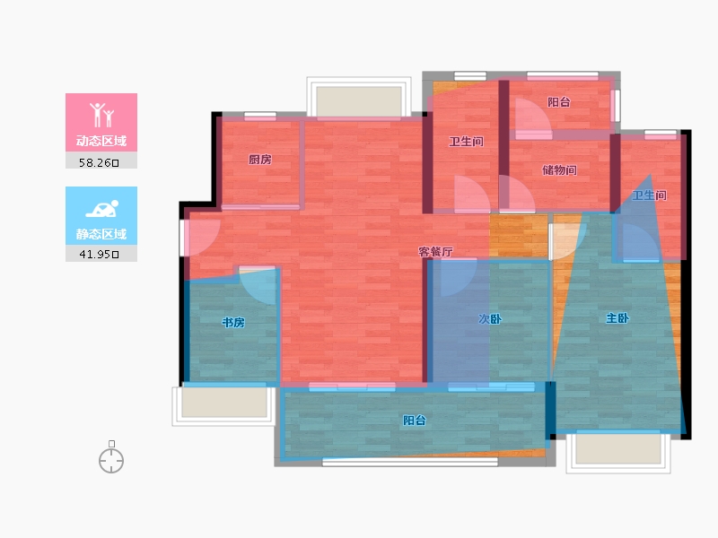 海南省-三亚市-保利·汀澜和著-89.54-户型库-动静分区