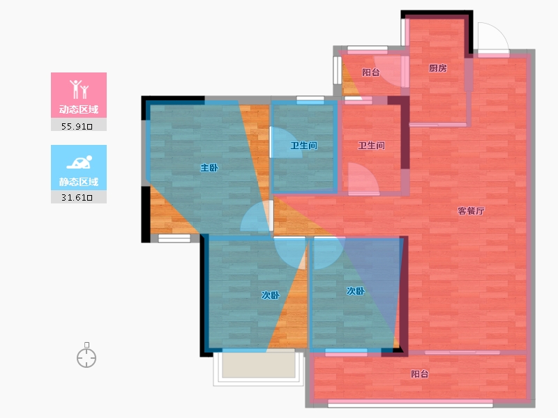 四川省-成都市-国宾上里-81.80-户型库-动静分区