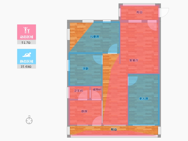 广东省-肇庆市-文明花苑-96.00-户型库-动静分区