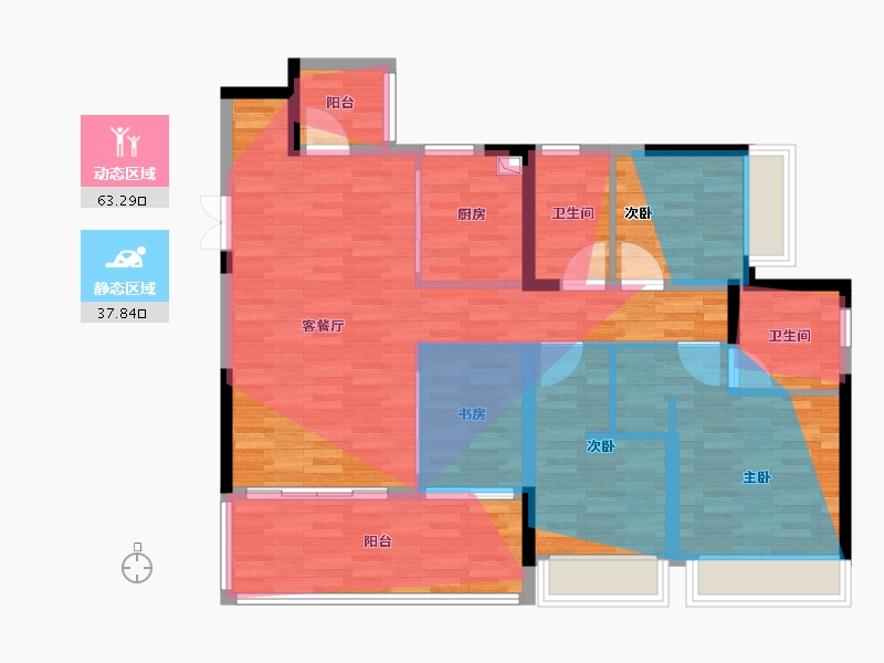 重庆-重庆市-海成长江天玺-104.64-户型库-动静分区