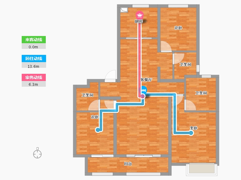 山西省-晋中市-保利壹号公馆-130.39-户型库-动静线