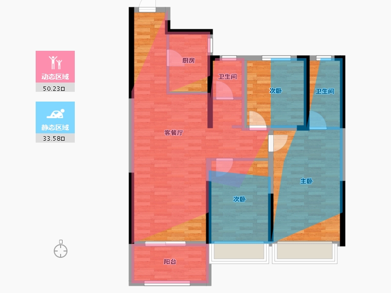 河南省-郑州市-亚星江南小镇-90.29-户型库-动静分区