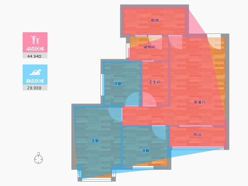 河南省-郑州市-恒大绿洲-1期-72.80-户型库-动静分区