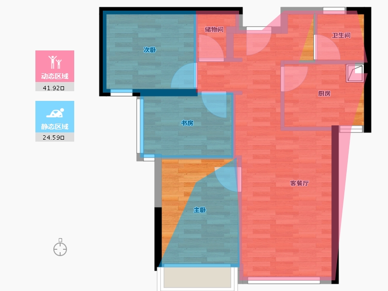 福建省-厦门市-海沧中心TOD璞瑞璞盛-62.40-户型库-动静分区