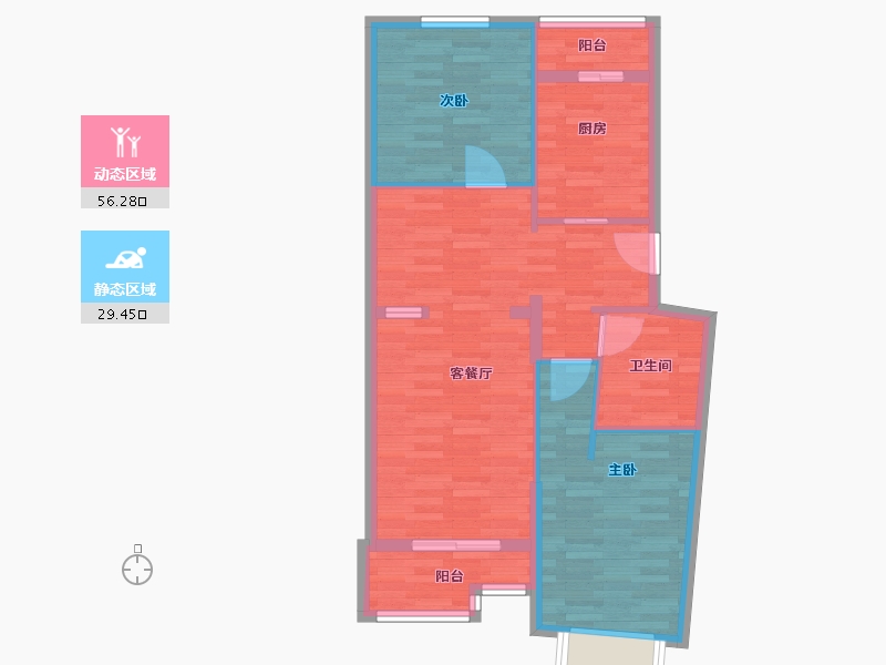 北京-北京市-风雅园-一区-76.23-户型库-动静分区