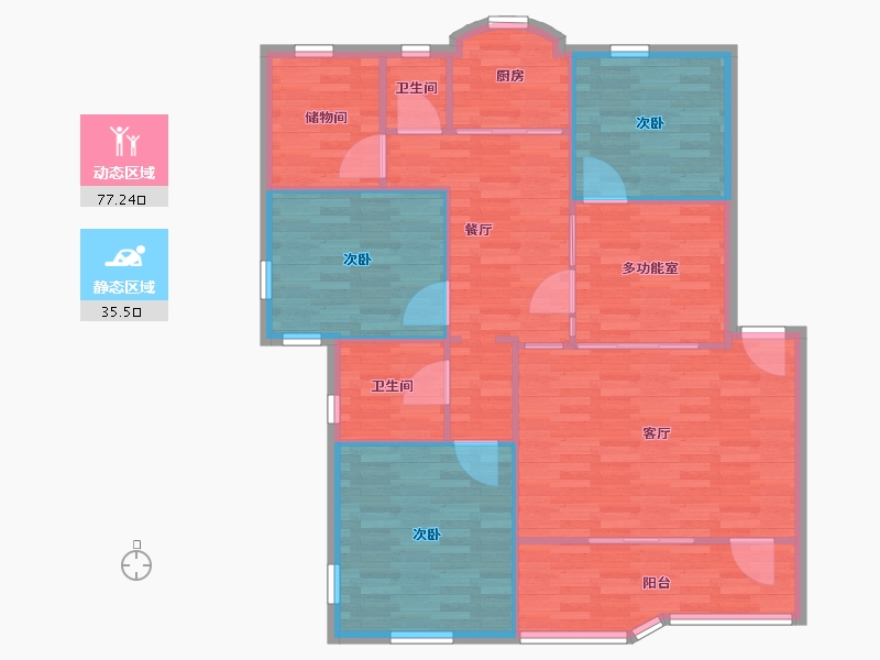 广东省-广州市-吉祥北园C区-98.62-户型库-动静分区