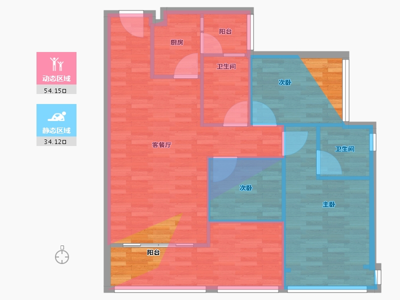 广东省-东莞市-紫薇银座-76.00-户型库-动静分区