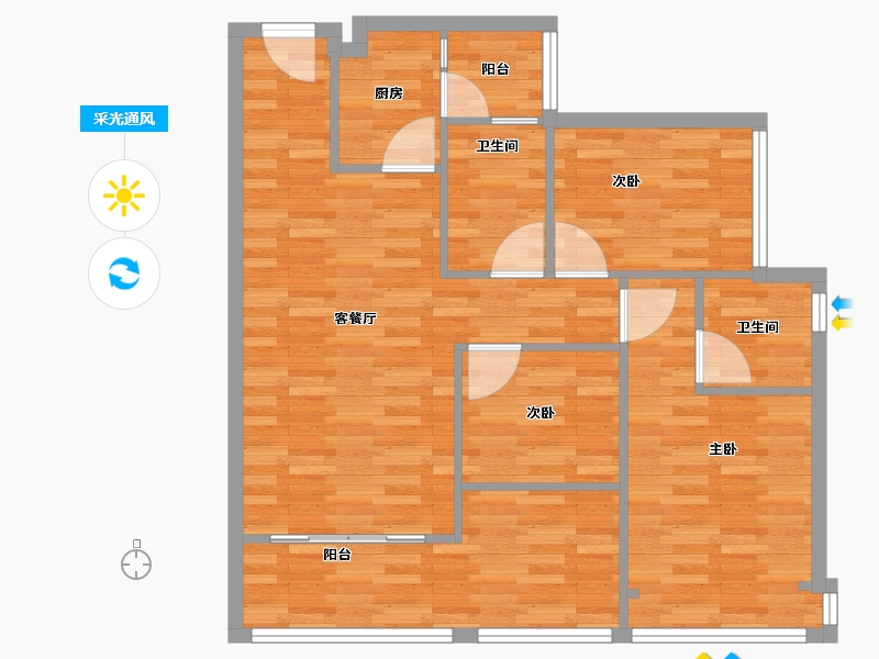 广东省-东莞市-紫薇银座-76.00-户型库-采光通风