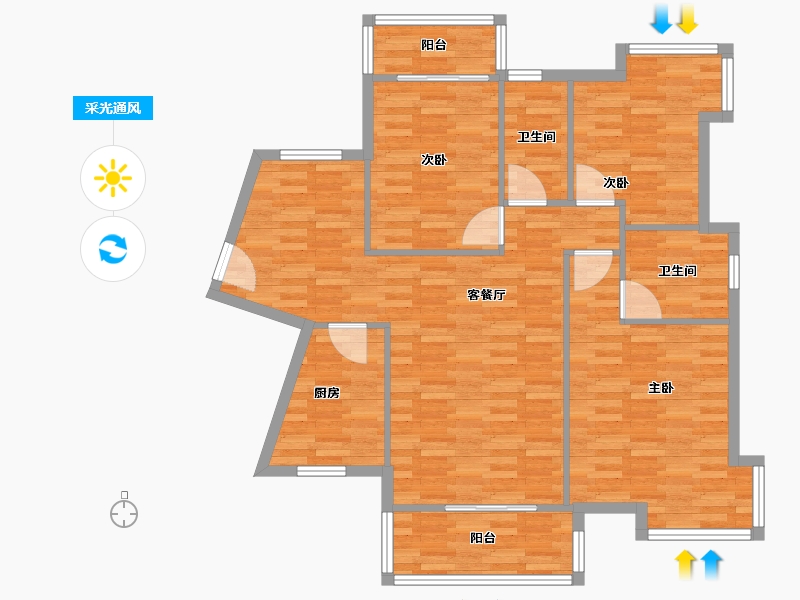 福建省-厦门市-天御花园-104.95-户型库-采光通风