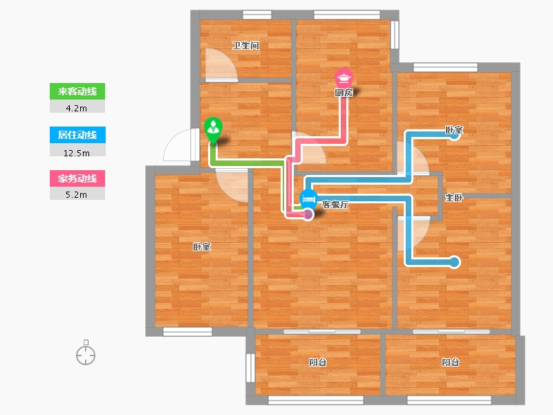 四川省-成都市-四川大学(望江校区)-南园职工住宅区-74.40-户型库-动静线