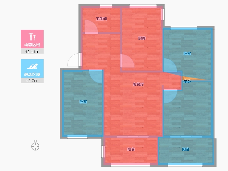 四川省-成都市-四川大学(望江校区)-南园职工住宅区-74.40-户型库-动静分区