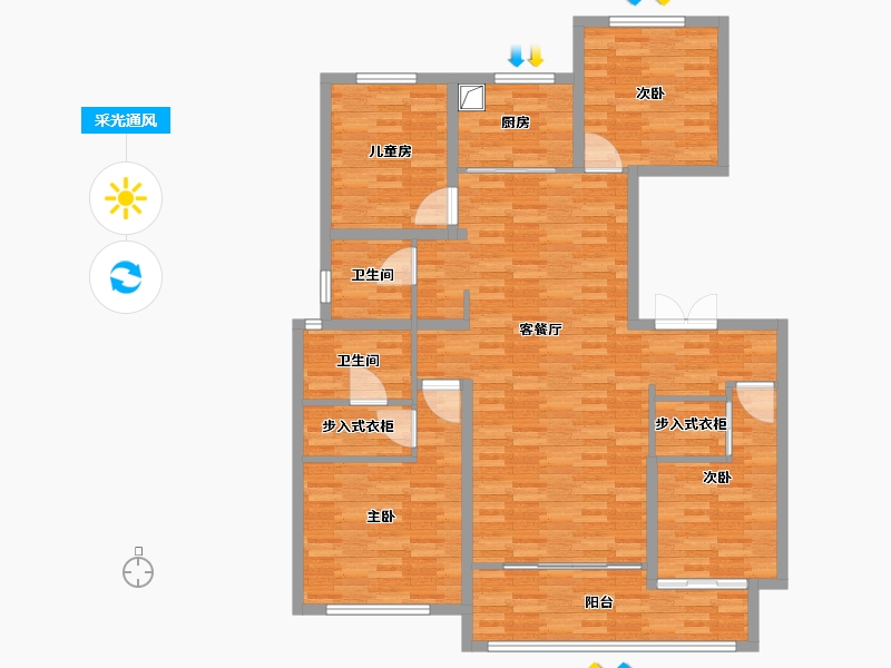 山东省-烟台市-银沙 万和府-122.40-户型库-采光通风