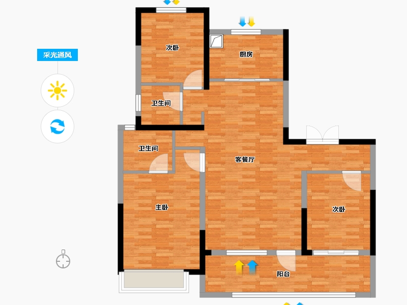 河北省-保定市-深圳园·和光书苑-109.04-户型库-采光通风