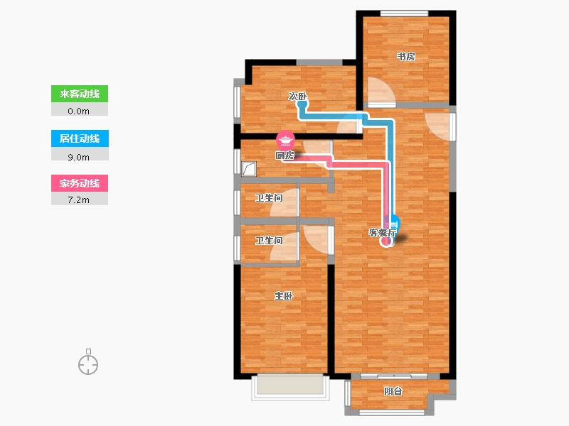 陕西省-西安市-嘉园蓝湖九郡-107.84-户型库-动静线