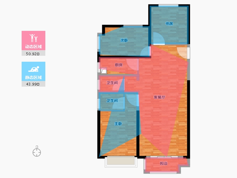 陕西省-西安市-嘉园蓝湖九郡-107.84-户型库-动静分区