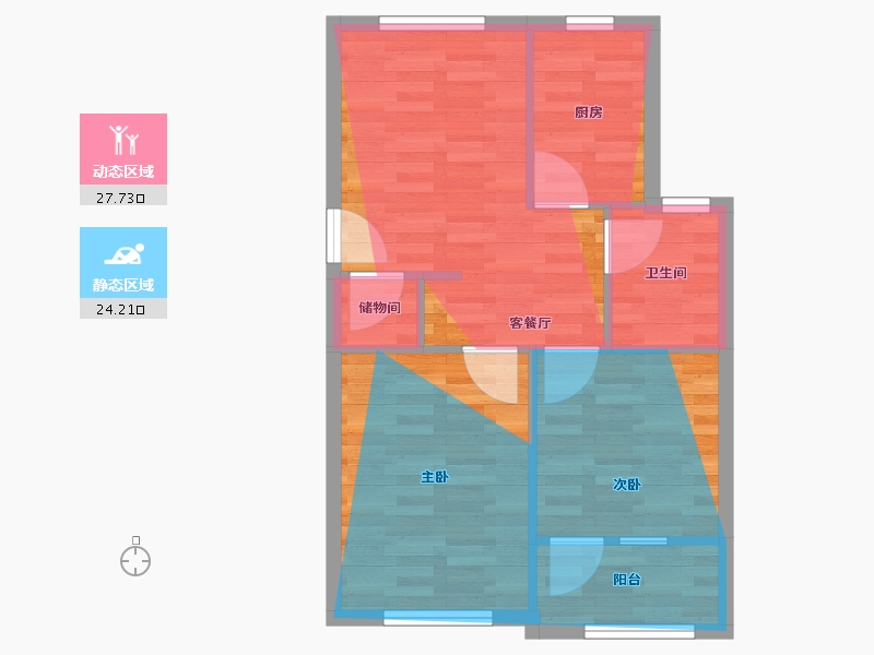 上海-上海市-西环一村-54.88-户型库-动静分区