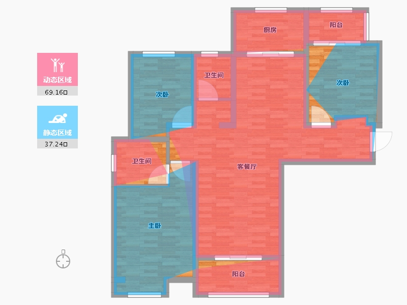 河南省-郑州市-世和小区合欢苑-120.00-户型库-动静分区