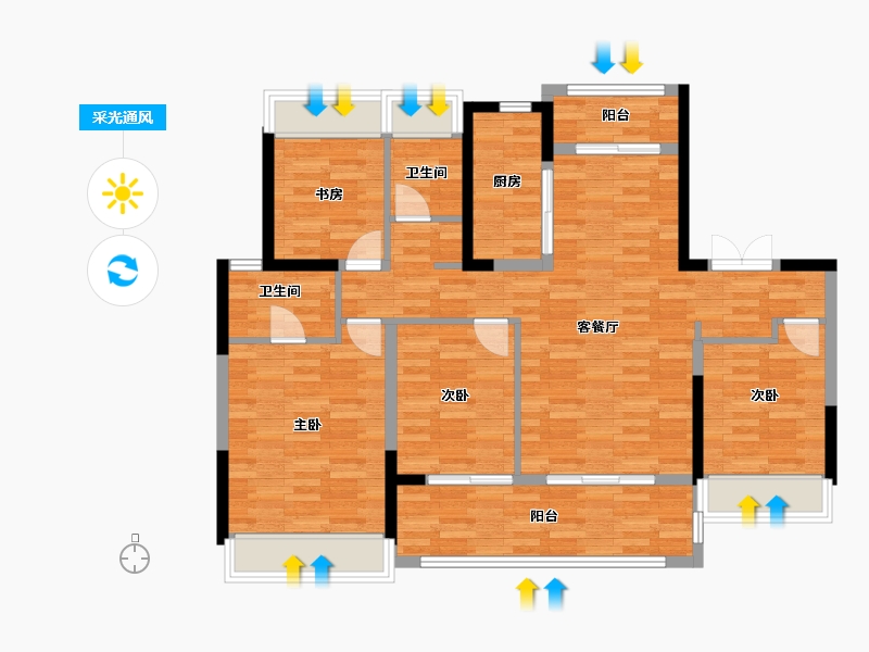 安徽省-阜阳市-建投·启悦-102.40-户型库-采光通风