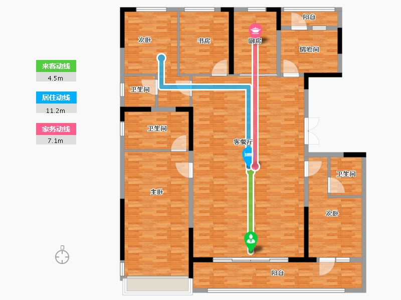 河南省-郑州市-万科·古翠隐秀-184.41-户型库-动静线