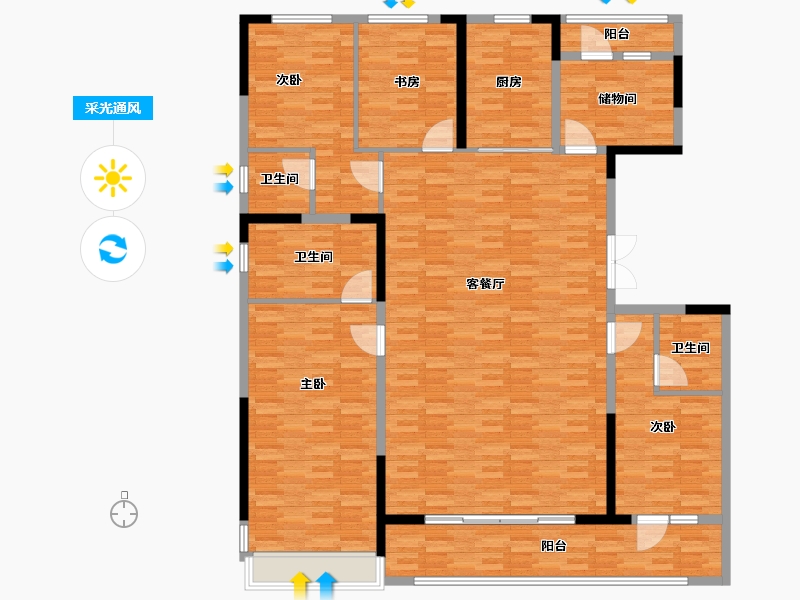 河南省-郑州市-万科·古翠隐秀-184.41-户型库-采光通风