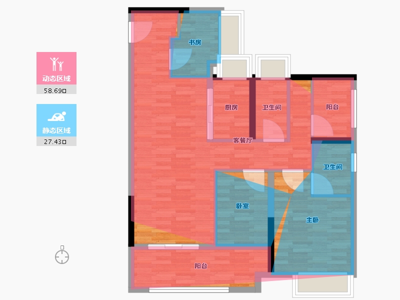 广东省-佛山市-城发·灯湖悦园-80.72-户型库-动静分区