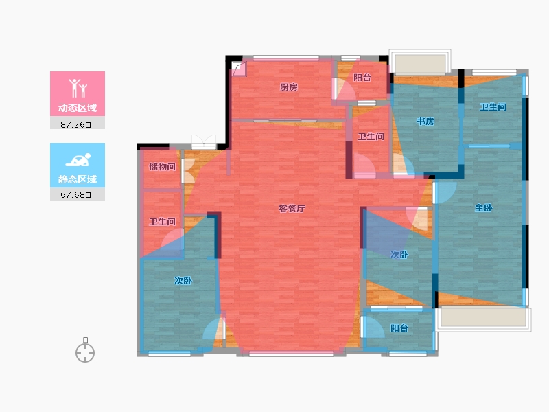 江苏省-苏州市-紫金·翡丽甲第-152.00-户型库-动静分区