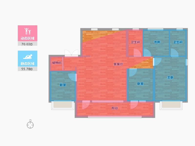 山东省-济南市-悦澜山-126.75-户型库-动静分区