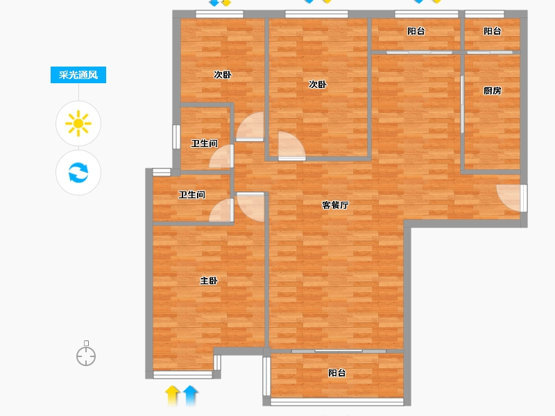 河南省-洛阳市-大曌国际广场-1期-114.82-户型库-采光通风