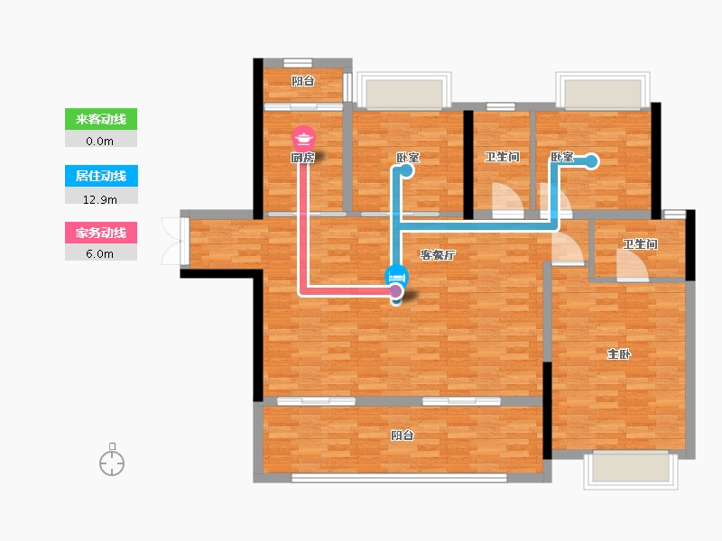 湖南省-益阳市-青春里鑫悦府森态院墅营销展厅-110.00-户型库-动静线