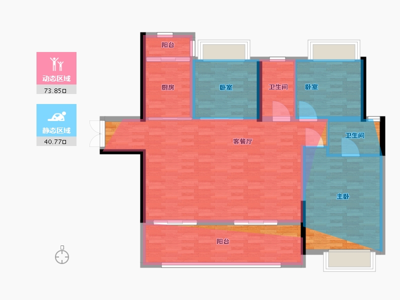 湖南省-益阳市-青春里鑫悦府森态院墅营销展厅-110.00-户型库-动静分区