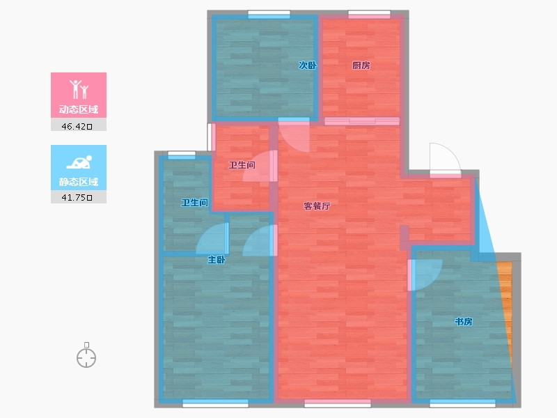 内蒙古自治区-赤峰市-金泰隆堂-90.90-户型库-动静分区