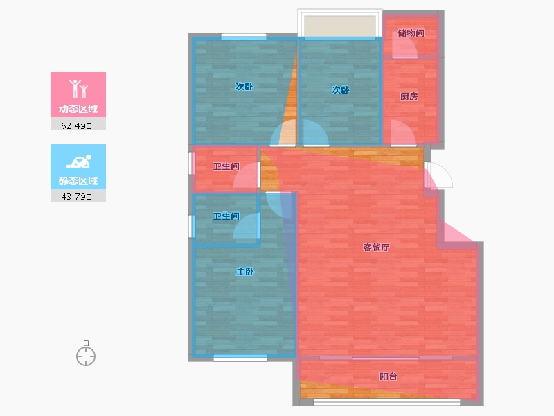 四川省-德阳市-雍湖大院二期-113.62-户型库-动静分区